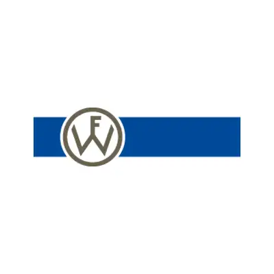 Logo des Herstellers Volkswagen auf blauem Hintergrund